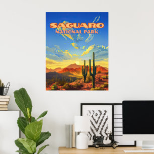 Saguaro Nationalpark Arizona Wüste Kaktus Retro Poster
