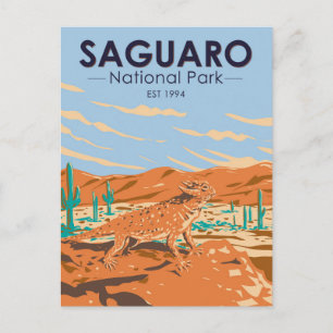Saguaro-Nationalpark Hornleguan Retro Postkarte