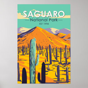 Saguaro-Nationalpark-Kakteen im Frühling Vintage Poster