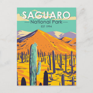 Saguaro-Nationalpark-Kakteen im Frühling Vintage Postkarte