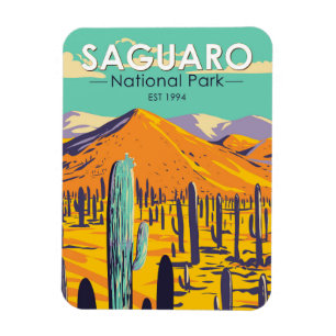 Saguaro-Nationalpark-Kakteen im Vintage-Frühling Magnet