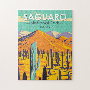 Saguaro-Nationalpark-Kakteen im Vintage-Frühling Puzzle