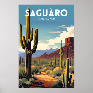 Saguaro-Nationalpark traditioneller Reiseplakat Poster