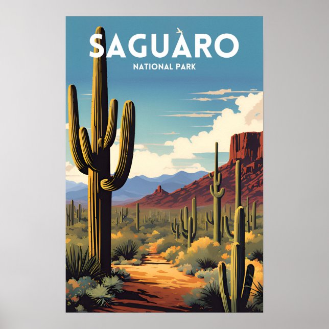 Saguaro Nationalpark Traditionelles Reiseplakat Poster (Vorne)