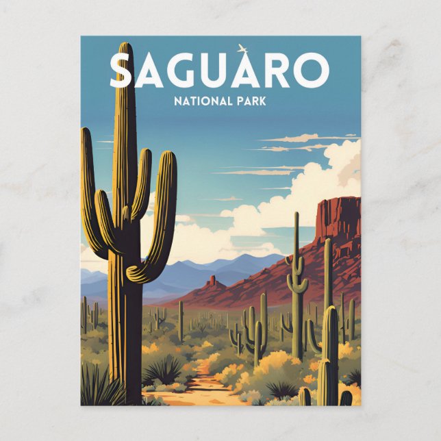 Saguaro Nationalpark Traditionelles Reiseplakat Postkarte (Vorderseite)