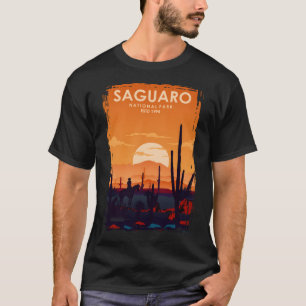 Saguaro Nationalpark Vintag Minimaler Reiseposte T-Shirt