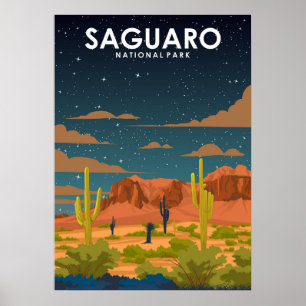 Saguaro Nationalpark Vintage Reisen Poster