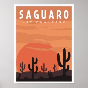 Saguaro Nationalpark Vintage Wandern neben dem Was Poster