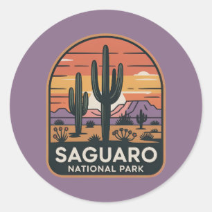 Saguaro-Nationalpark Vintage-Wüstenabzeichen Runder Aufkleber