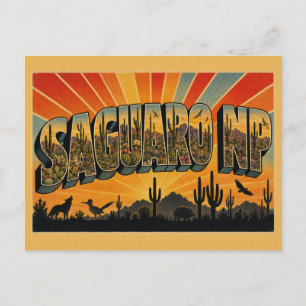 Saguaro NP Arizona Wüstenkaktuswald Kunst Postkarte