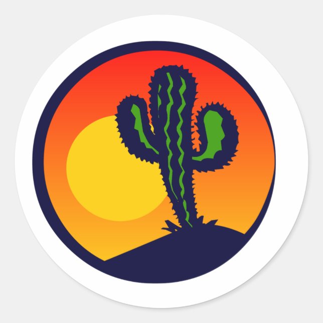 Saguaro Sonnenuntergang Runder Aufkleber (Vorderseite)