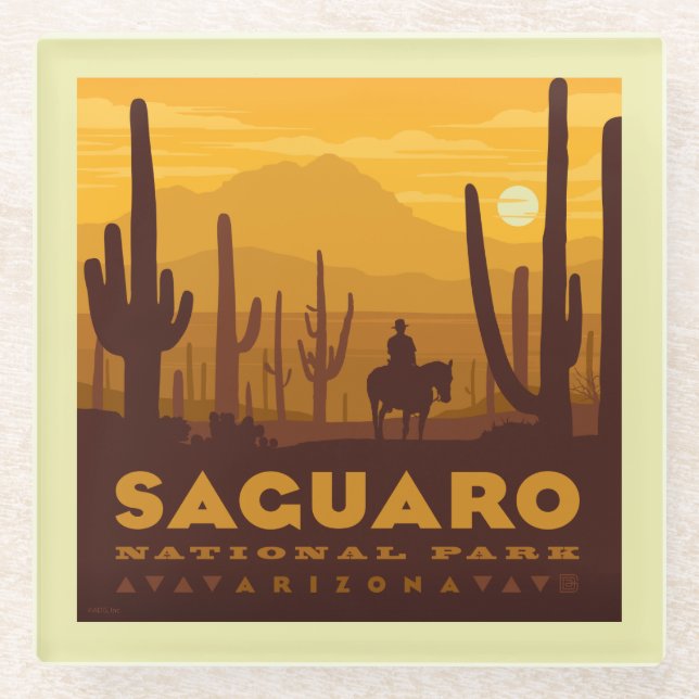 Saguaro Square Nationalpark | Arizona Glasuntersetzer (Vorderseite)