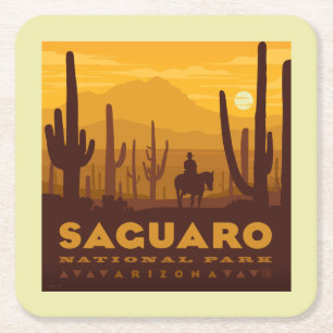 Saguaro Square Nationalpark   Arizona Rechteckiger Pappuntersetzer