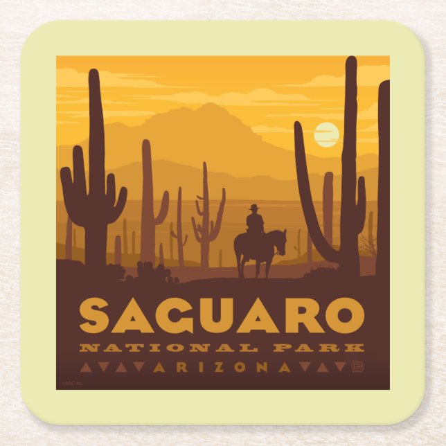 Saguaro Square Nationalpark | Arizona Rechteckiger Pappuntersetzer (Vorderseite)