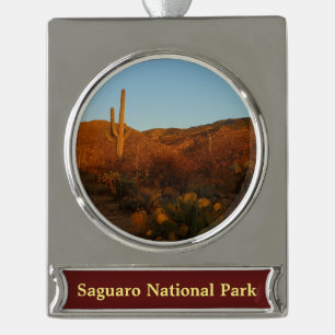 Saguaro Sunset I Arizona Wüste Landschaft Banner-Ornament Silber