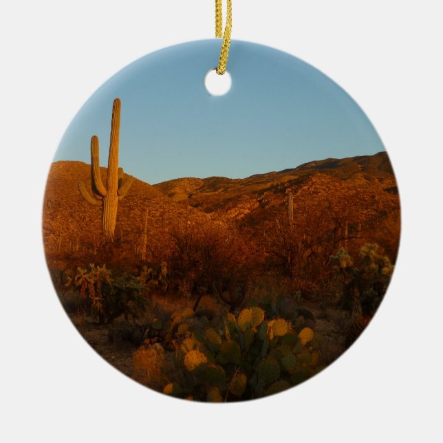 Saguaro Sunset I Arizona Wüste Landschaft Keramikornament (Vorne)