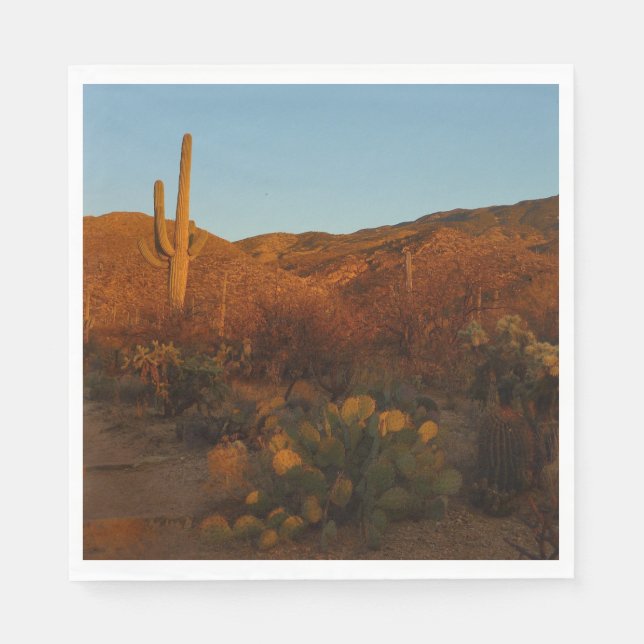 Saguaro Sunset I Arizona Wüste Landschaft Serviette (Vorderseite)