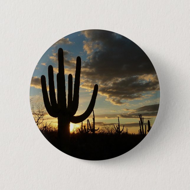Saguaro Sunset II Arizona Wüste Landschaft Button (Vorderseite)