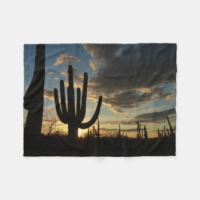 Saguaro Sunset II Arizona Wüste Landschaft Fleecedecke (Vorderseite (Horizontal))