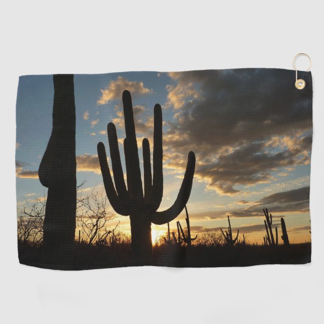Saguaro Sunset II Arizona Wüste Landschaft Golfhandtuch (Horizontal)