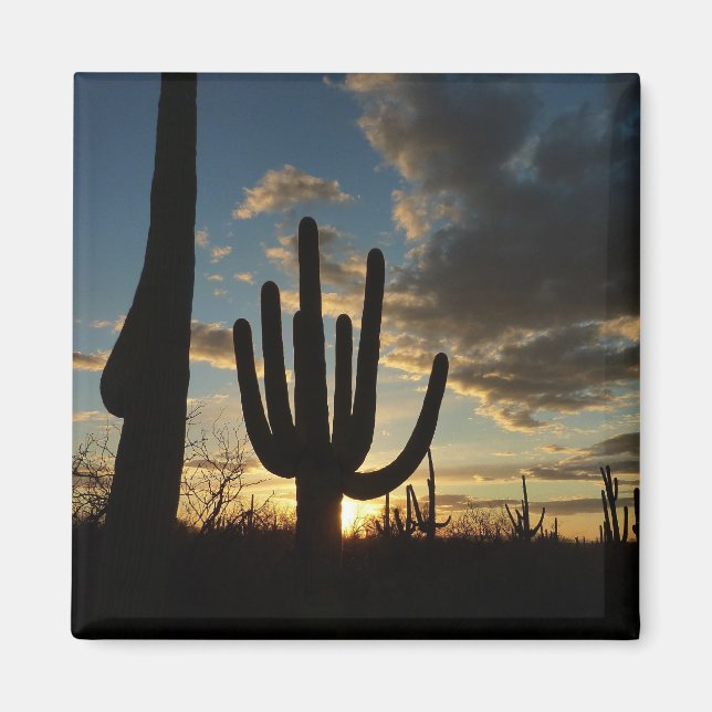 Saguaro Sunset II Arizona Wüste Landschaft Magnet (Vorne)