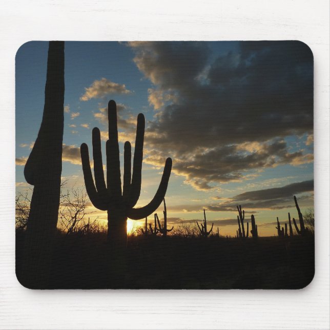 Saguaro Sunset II Arizona Wüste Landschaft Mousepad (Vorne)
