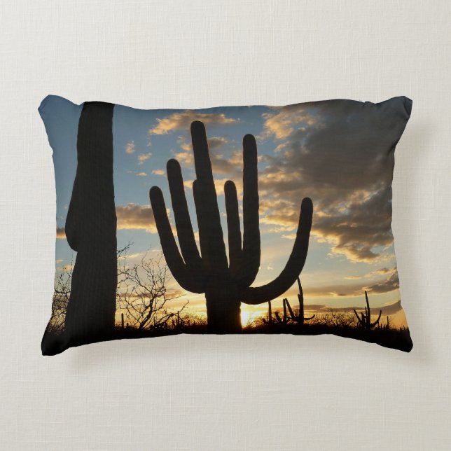 Saguaro Sunset II Arizona Wüste Landschaft Zierkissen (Vorderseite)