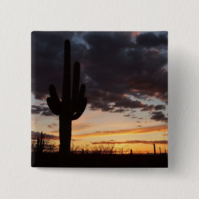 Saguaro Sunset III Arizona Wüste Landschaft Button (Vorderseite)
