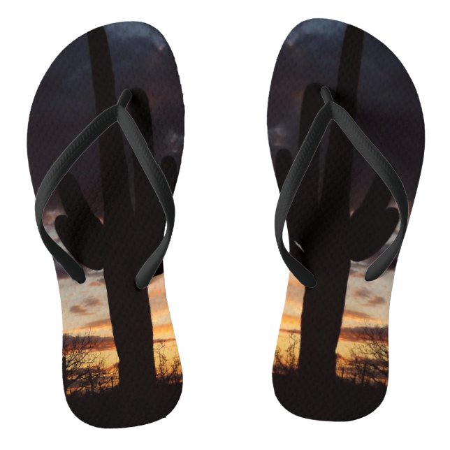 Saguaro Sunset III Arizona Wüste Landschaft Flip Flops (Fußbett)