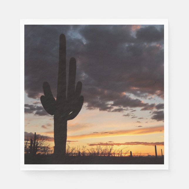 Saguaro Sunset III Arizona Wüste Landschaft Serviette (Vorderseite)