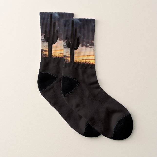 Saguaro Sunset III Arizona Wüste Landschaft Socken (Paar)