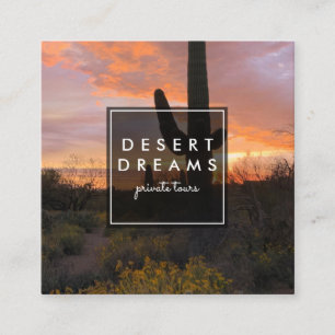 Saguaro Sunset Wüste Garden Foto Quadratische Visitenkarte