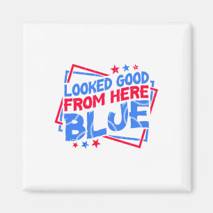 Sah von hier aus gut aus Blau Lustig Softll Mama M Magnet