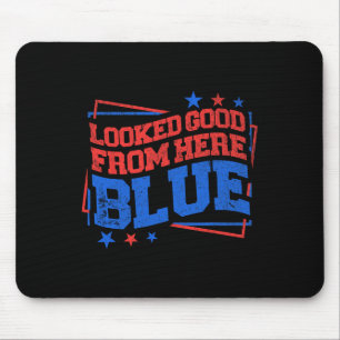 Sah von hier aus gut aus Blau Lustiges Softll Game Mousepad