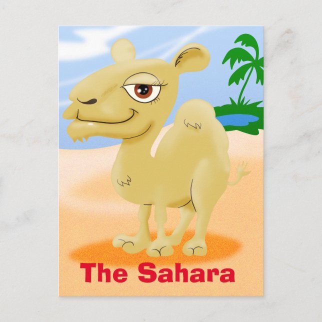 Sahara Cartoon Camel Postkarte (Vorderseite)