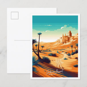 Sahara Desert Africa Reisen Vintage Illustration Postkarte