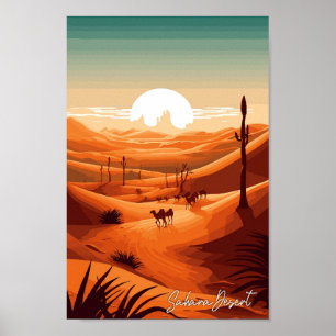 Sahara Desert Art Vintage Reise Illustration Poster