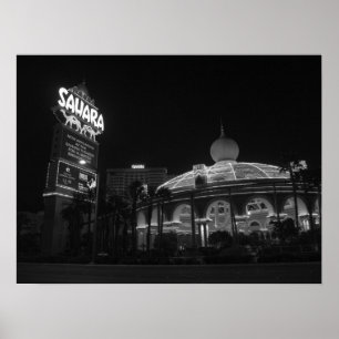 Sahara Las Vegas in Schwarz und Weiß Poster