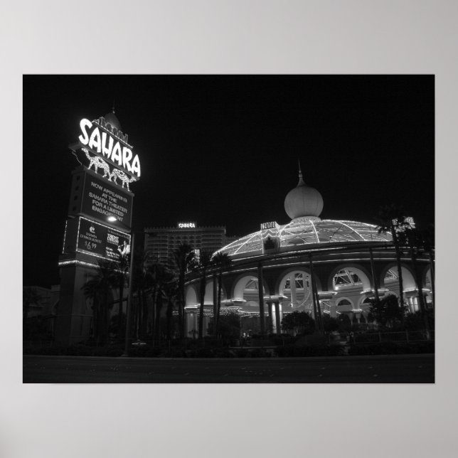 Sahara Las Vegas in Schwarz und Weiß Poster (Vorne)