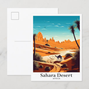 Sahara-Wüste Afrika Reise Vintage-Illustration Postkarte