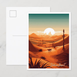 Sahara-Wüsten-Kunst Vintage-Reiseillustration Postkarte