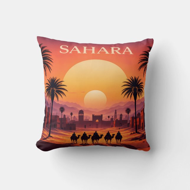 Sahara-Wüsten-Sonnenuntergangs-Kissen Kissen (Vorderseite)