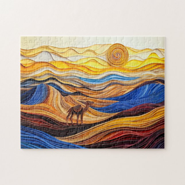 Sahara-Wüsten-Szene mit Dromedar Puzzle (Horizontal)