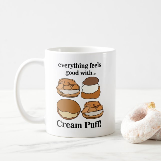 Sahne-Puff-Essen-Dessert  Kaffeetasse (Mit Donut)