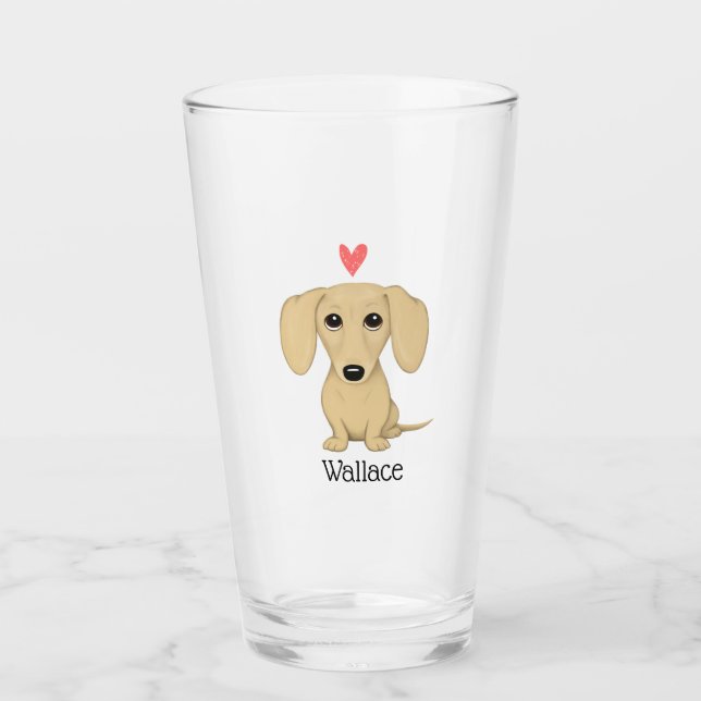 SahneDackel-Cartoon-Hund personalisiert Glas (Vorderseite)