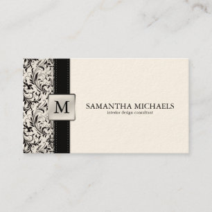 Sahnedamast-Monogramm-Innenarchitektur Visitenkarte