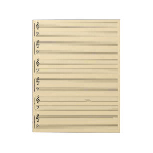 Sahnefarbmusik-Blatt-Papier Notizblock