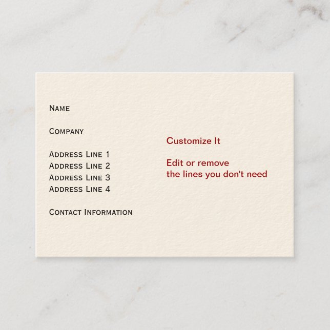 Sahnekarte Visitenkarte (Vorderseite)