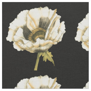 Sahnemohnblumen-Blume auf schwarzem Hintergrund Stoff