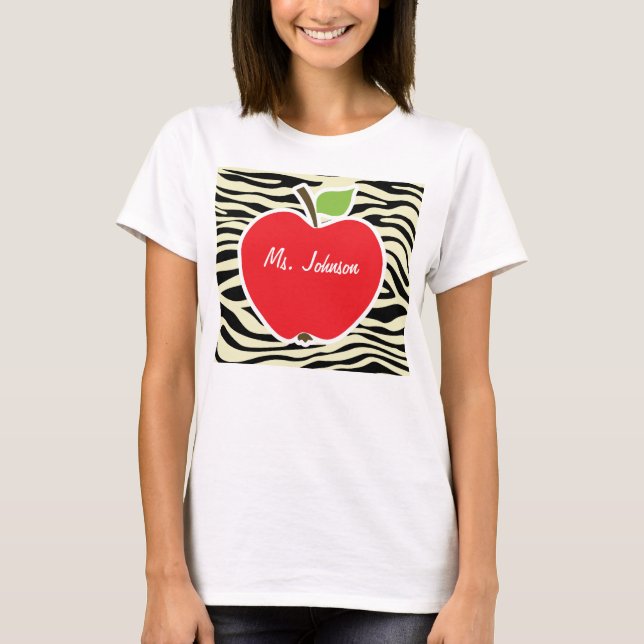 Sahnezebra-Streifen-Tierdruck; Apple T-Shirt (Vorderseite)
